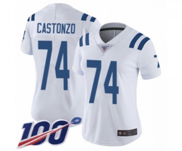 Women's Indianapolis Colts #74 Anthony Castonzo White Vapor Untouchable Limited Player 100th Season Football Jersey
