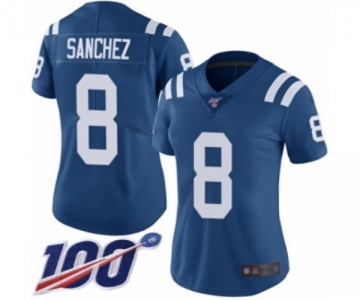 Women's Indianapolis Colts #8 Rigoberto Sanchez Royal Blue Team Color Vapor Untouchable Limited Player 100th Season Football Jersey