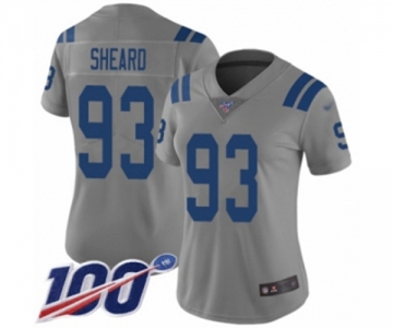 Women's Indianapolis Colts #93 Jabaal Sheard Limited Gray Inverted Legend 100th Season Football Jersey