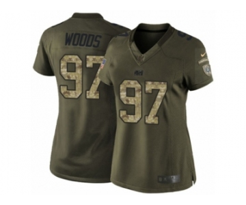 Women's Nike Indianapolis Colts #97 Al Woods Limited Green Salute to Service NFL Jersey