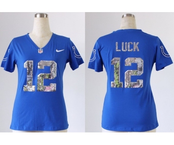 nike women nfl jerseys indianapolis colts #12 luck blue[刺绣亮片]