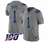 Youth Indianapolis Colts #1 Pat McAfee Limited Gray Inverted Legend 100th Season Football Jersey