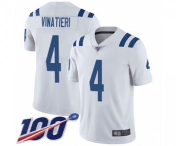 Youth Indianapolis Colts #4 Adam Vinatieri White Vapor Untouchable Limited Player 100th Season Football Jersey