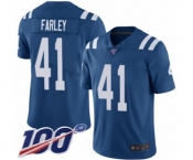 Youth Indianapolis Colts #41 Matthias Farley Royal Blue Team Color Vapor Untouchable Limited Player 100th Season Football Jersey