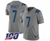 Youth Indianapolis Colts #7 Jacoby Brissett Limited Gray Inverted Legend 100th Season Football Jersey