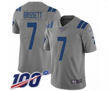 Youth Indianapolis Colts #7 Jacoby Brissett Limited Gray Inverted Legend 100th Season Football Jersey