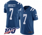 Youth Indianapolis Colts #7 Jacoby Brissett Limited Royal Blue Rush Vapor Untouchable 100th Season Football Jersey
