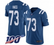 Youth Indianapolis Colts #73 Joe Haeg Royal Blue Team Color Vapor Untouchable Limited Player 100th Season Football Jersey