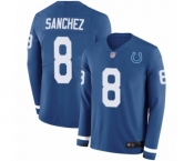 Youth Indianapolis Colts #8 Rigoberto Sanchez Limited Blue Therma Long Sleeve Football Jersey