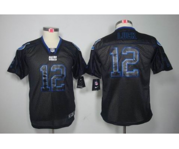 nike youth nfl jerseys indianapolis colts #12 luck black[Elite lights out]