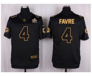 Nike Green Bay Packers #4 Brett Favre Black Pro Line Gold Collection Jersey[Elite]