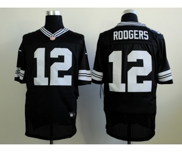 nike nfl jerseys green bay packers #12 rodgers black[Elite]