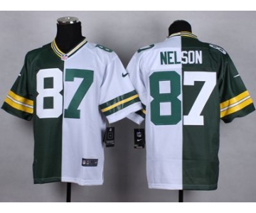nike nfl jerseys green bay packers #87 jordy nelson whith-green[Elite split]