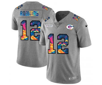 Green Bay Packers #12 Aaron Rodgers Men's Nike Multi-Color 2020 NFL Crucial Catch NFL Jersey Greyheather