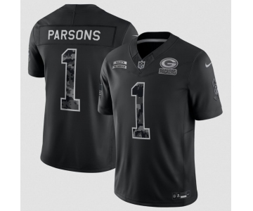 Men's Green Bay Packers #1 Micah Parsons Black 2026 F.U.S.E. Salute to Service Limited Football Stitched Jersey