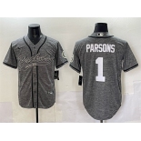 Men's Green Bay Packers #1 Micah Parsons Gray Cool Base Stitched Baseball Jersey Men's Green Bay Packers #1 Micah Parsons Gray Cool Base Stitched Baseball Jersey