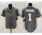 Men's Green Bay Packers #1 Micah Parsons Gray Cool Base Stitched Baseball Jersey