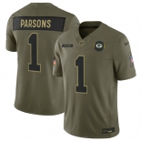Men's Green Bay Packers #1 Micah Parsons Olive 2025 F.U.S.E. Salute to Service Limited Football Stitched Jersey Men's Green Bay Packers #1 Micah Parsons Olive 2025 F.U.S.E. Salute to Service Limited Football Stitched Jersey