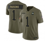 Men's Green Bay Packers #1 Micah Parsons Olive 2025 F.U.S.E. Salute to Service Limited Football Stitched Jersey