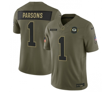 Men's Green Bay Packers #1 Micah Parsons Olive 2025 F.U.S.E. Salute to Service Limited Football Stitched Jersey