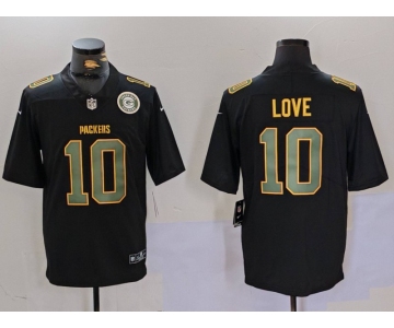 Men's Green Bay Packers #10 Jordan Love Black Fashion Vapor Limited Stitched Football Jerseys