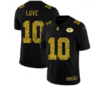 Men's Green Bay Packers #10 Jordan Love Black Leopard Print Fashion Vapor Limited Football Jersey