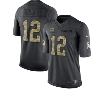 Men's Green Bay Packers #12 Aaron Rodgers Limited Black 2016 Salute to Service Football Jersey