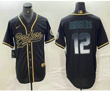 Men's Green Bay Packers #12 Aaron Rodgers Vapor Smoke Fashion With Patch Cool Base Stitched Baseball Jersey