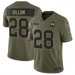 Men's Green Bay Packers #28 A. J. Dillon Olive 2025 F.U.S.E. Salute to Service Limited Football Stitched Jersey