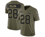 Men's Green Bay Packers #28 A. J. Dillon Olive 2025 F.U.S.E. Salute to Service Limited Football Stitched Jersey