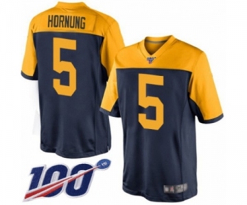Men's Green Bay Packers #5 Paul Hornung Limited Navy Blue Alternate 100th Season Football Jersey