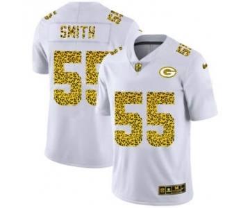 Men's Green Bay Packers #55 Za'Darius Smith Flocked Leopard Print Vapor Limited Football Jersey White