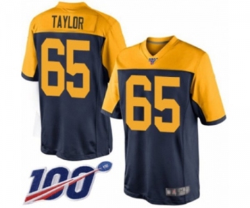 Men's Green Bay Packers #65 Lane Taylor Limited Navy Blue Alternate 100th Season Football Jersey