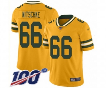 Men's Green Bay Packers #66 Ray Nitschke Limited Gold Inverted Legend 100th Season Football Jersey