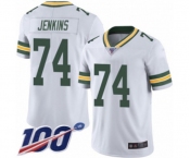 Men's Green Bay Packers #74 Elgton Jenkins White Vapor Untouchable Limited Player 100th Season Football Jersey