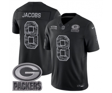 Men's Green Bay Packers #8 Josh Jacobs Black 2026 F.U.S.E. Salute to Service Limited Football Stitched Jersey