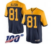 Men's Green Bay Packers #81 Geronimo Allison Limited Navy Blue Alternate 100th Season Football Jersey