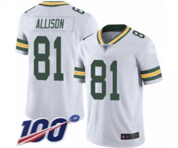 Men's Green Bay Packers #81 Geronimo Allison White Vapor Untouchable Limited Player 100th Season Football Jersey