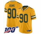 Men's Green Bay Packers #90 Montravius Adams Limited Gold Inverted Legend 100th Season Football Jersey