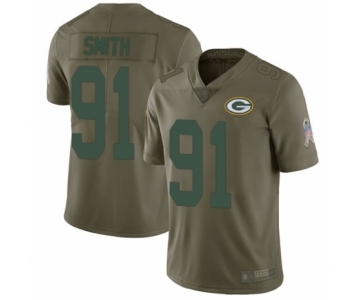 Men's Green Bay Packers #91 Preston Smith Limited Olive 2017 Salute to Service Football Jersey
