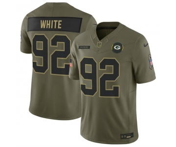 Men's Green Bay Packers #92 Reggie White Olive 2025 F.U.S.E. Salute to Service Limited Football Stitched Jersey
