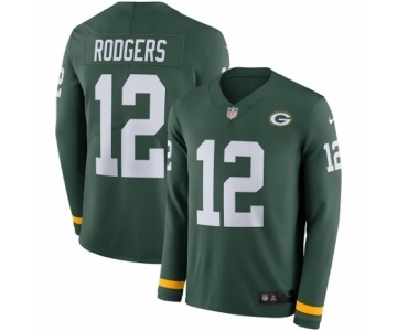 Men's Nike Green Bay Packers #12 Aaron Rodgers Limited Green Therma Long Sleeve NFL Jersey