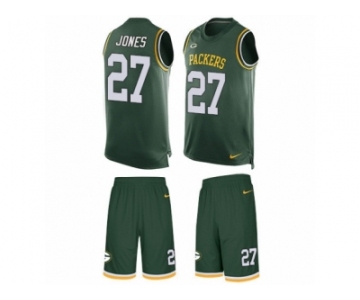 Men's Nike Green Bay Packers #27 Josh Jones Limited Green Tank Top Suit NFL Jersey