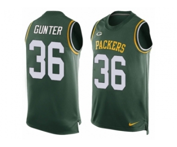 Men's Nike Green Bay Packers #36 LaDarius Gunter Limited Green Player Name & Number Tank Top NFL Jersey