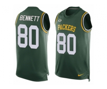 Men's Nike Green Bay Packers #80 Martellus Bennett Limited Green Player Name & Number Tank Top NFL Jersey