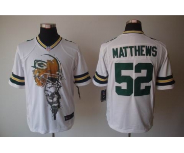 nike nfl jerseys green bay packers #52 matthews white[helmet tri-blend limited]