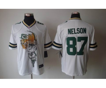nike nfl jerseys green bay packers #87 nelson white[helmet tri-blend limited]