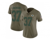 Women Nike Green Bay Packers #37 Josh Jackson Olive Stitched NFL Limited 2017 Salute to Service Jersey