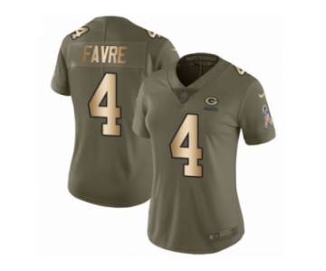 Women Nike Green Bay Packers #4 Brett Favre Limited Olive Gold 2017 Salute to Service NFL Jersey