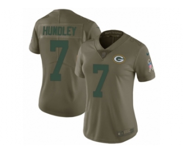 Women Nike Green Bay Packers #7 Brett Hundley Limited Olive 2017 Salute to Service NFL Jersey